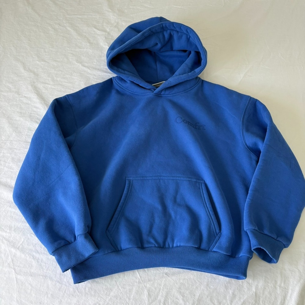 Comfrt Youth XL Blue Winter Warm Soft Cozy Fleece Heavy Pullover Hoodie
